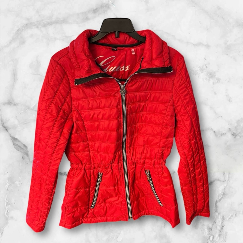 Guess Quilted Puffer Coat Red Women’s Small